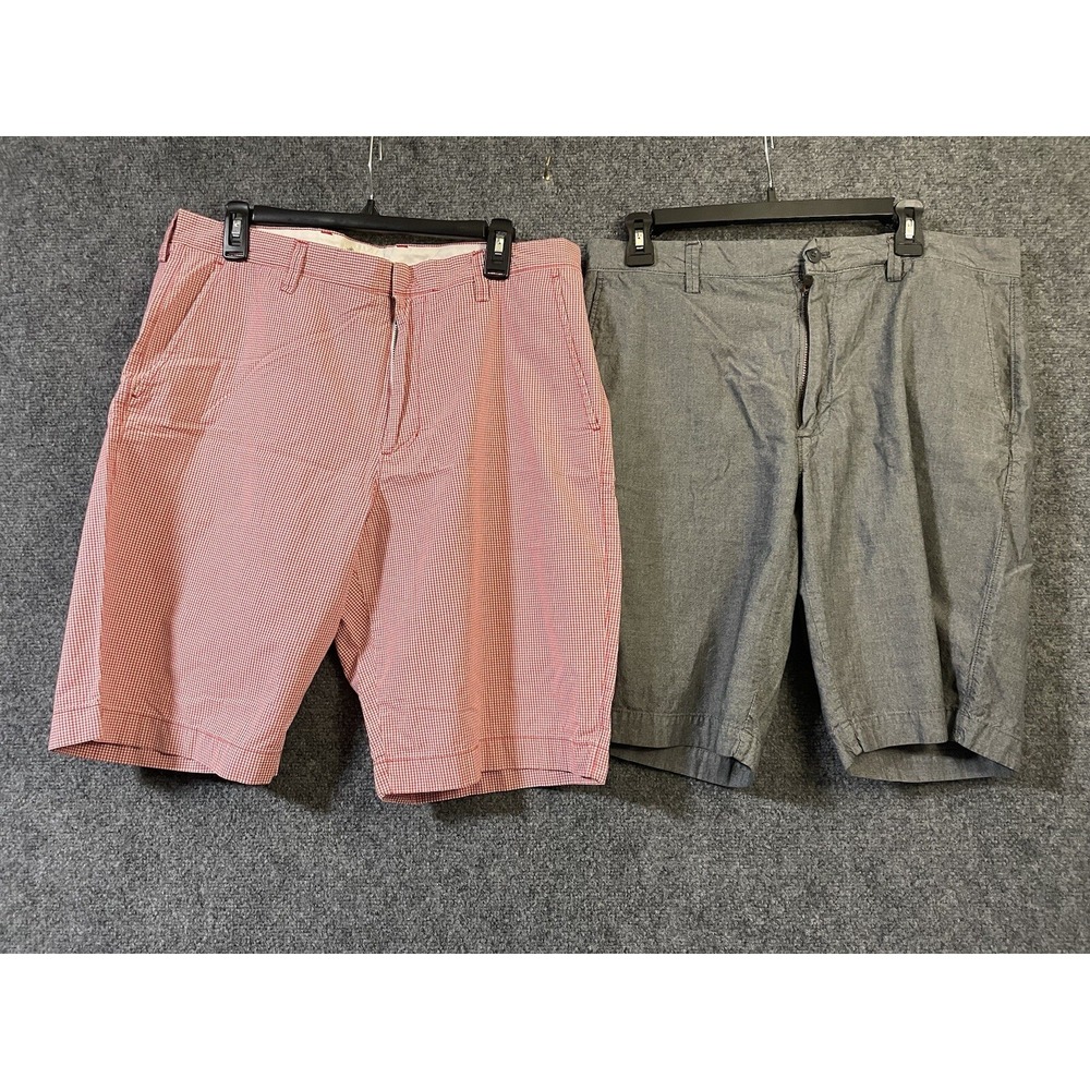 J. Crew Mens Gray Red Chino Shorts Size 35 FLAW Read